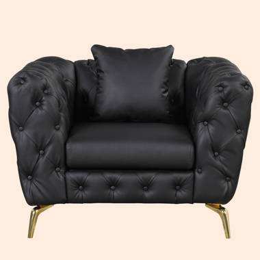 Black leather chair and best sale a half